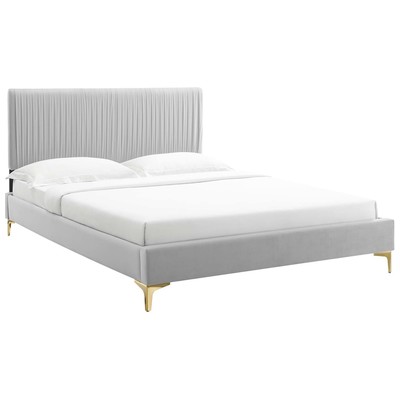 Modway Furniture Beds, Gold,Gray,Grey, Metal,Wood, Platform, Full,Queen, Beds, 889654931805, MOD-6595-LGR