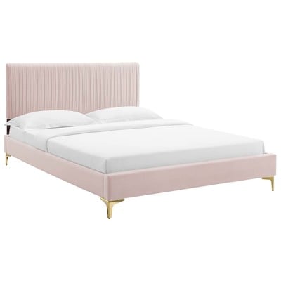 Beds Modway Furniture Peyton Pink MOD-6595-PNK 889654931775 Beds Gold Pink Fuchsia blush Metal Wood Platform Full Queen 