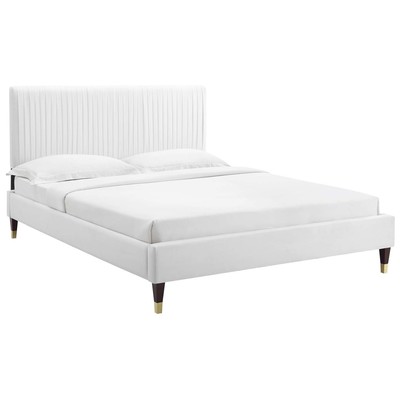 Modway Furniture Beds, Gold,White,snow, Metal,Wood, Platform, Full,Queen, Beds, 889654931676, MOD-6596-WHI