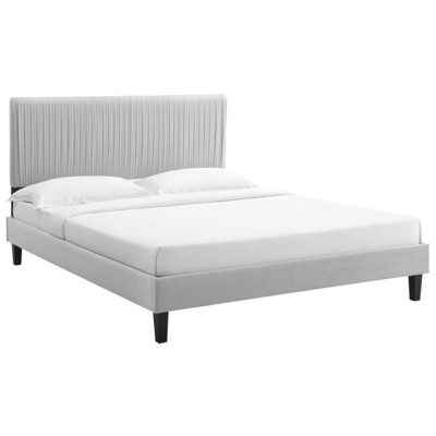 Beds Modway Furniture Peyton Light Gray MOD-6597-LGR 889654931645 Beds Black ebonyGray Grey Wood Platform Full Queen 