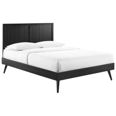 Beds Modway Furniture Alana Black MOD-6619-BLK 889654960539 Beds Black ebony Wood Platform Full 