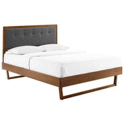 Beds Modway Furniture Willow Walnut Charcoal MOD-6634-WAL-CHA 889654960218 Beds Upholstered Wood Platform Full 