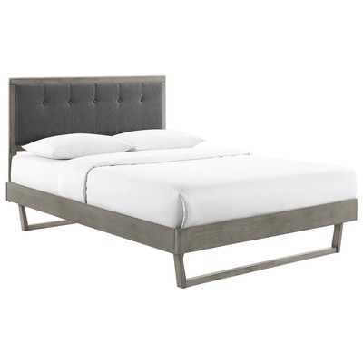 Modway Furniture Beds, Gray,Grey, Upholstered,Wood, Platform, King, Beds, 889654960171, MOD-6635-GRY-CHA