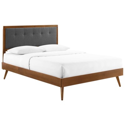 Beds Modway Furniture Willow Walnut Charcoal MOD-6638-WAL-CHA 889654959977 Beds Upholstered Wood Platform King 