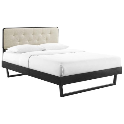 Modway Furniture Beds, Beige,Black,ebonyCream,beige,ivory,sand,nude, Upholstered,Wood, Platform, Full, Beds, 889654959908, MOD-6643-BLK-BEI