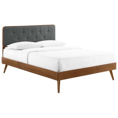 Beds Modway Furniture Bridgette Walnut Charcoal MOD-6646-WAL-CHA 889654959670 Beds Upholstered Wood Platform Full 