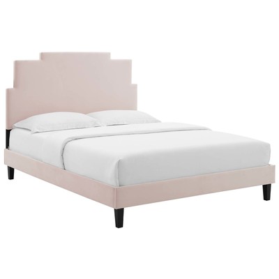 Beds Modway Furniture Lindsey Pink MOD-6705-PNK 889654938279 Beds Black ebonyPink Fuchsia blush Upholstered Wood Platform Full Queen 