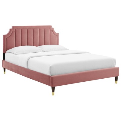 Modway Furniture Beds, Gold, Metal,Upholstered,Wood, Platform, Full,Queen, Beds, 889654931256, MOD-6713-DUS