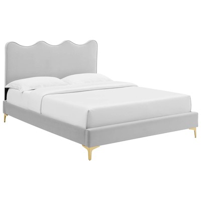 Modway Furniture Beds, Gold,Gray,Grey, Metal,Upholstered,Wood, Platform, Twin, Beds, 889654230342, MOD-6727-LGR