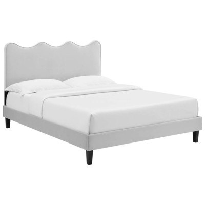 Beds Modway Furniture Current Light Gray MOD-6729-LGR 889654230502 Beds Black ebonyGray Grey Upholstered Wood Platform Twin 