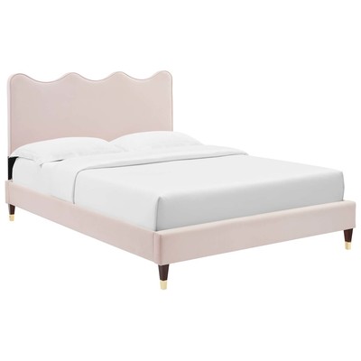 Beds Modway Furniture Current Pink MOD-6731-PNK 889654230694 Beds Gold Pink Fuchsia blush Metal Upholstered Wood Platform Full 