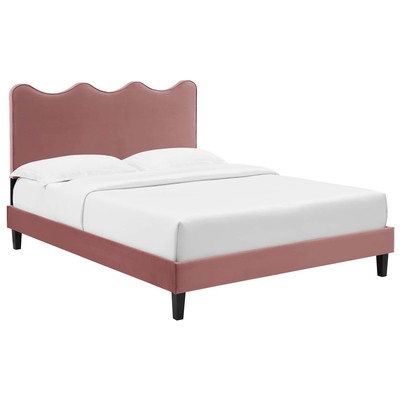 Beds Modway Furniture Current Dusty Rose MOD-6732-DUS 889654230731 Beds Black ebony Upholstered Wood Platform Full 