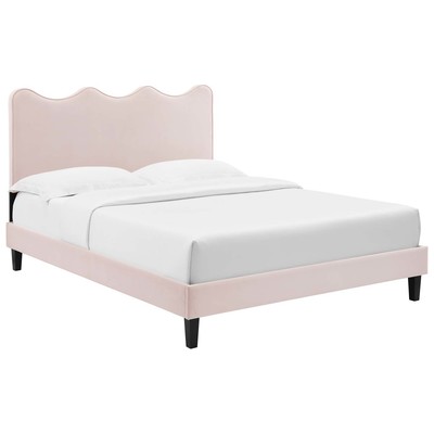 Modway Furniture Beds, Black,ebonyPink,Fuchsia,blush, Upholstered,Wood, Platform, Queen, Beds, 889654231011, MOD-6735-PNK