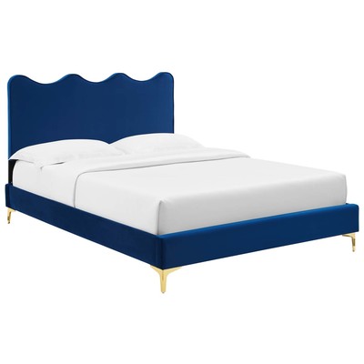 Modway Furniture Beds, Blue,navy,teal,turquiose,indigo,aqua,SeafoamGold,Green,emerald,teal, Metal,Upholstered,Wood, Platform, King, Beds, 889654231080, MOD-6736-NAV