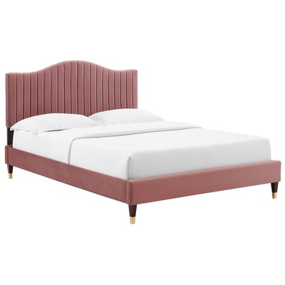 Modway Furniture Beds, Gold, Metal,Upholstered,Wood, Platform, Full,Queen, Beds, 889654937944, MOD-6740-DUS