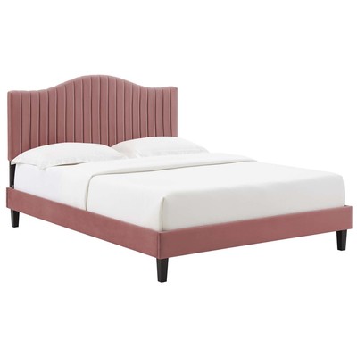 Beds Modway Furniture Juniper Dusty Rose MOD-6744-DUS 889654937746 Beds Black ebony Upholstered Wood Platform Twin 