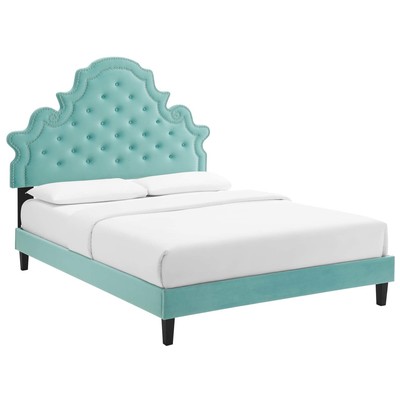 Beds Modway Furniture Gwyneth Mint MOD-6759-MIN 889654936732 Beds Black ebony Upholstered Wood Platform Full Queen 