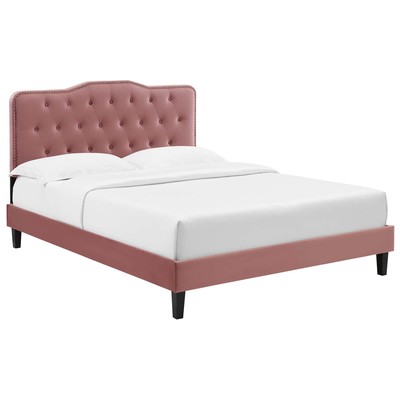 Beds Modway Furniture Amber Dusty MOD-6777-DUS 889654237235 Beds Black ebony Upholstered Wood Platform Queen 