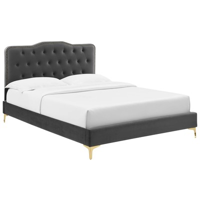 Modway Furniture Beds, Gold, Metal,Upholstered,Wood, Platform, Full, Beds, 889654237525, MOD-6781-CHA