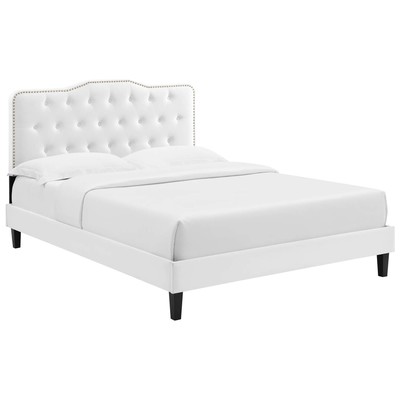 Modway Furniture Beds, Black,ebonyWhite,snow, Upholstered,Wood, Platform, Full, Beds, 889654237754, MOD-6783-WHI
