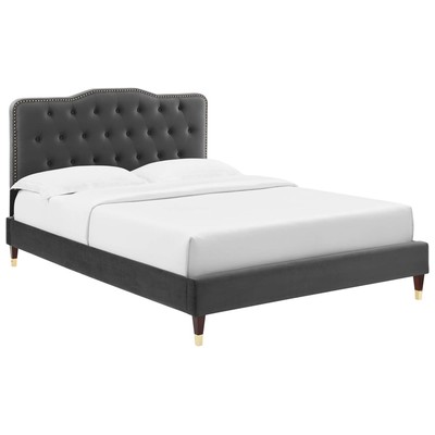 Modway Furniture Beds, Gold, Metal,Upholstered,Wood, Platform, King, Beds, 889654237846, MOD-6785-CHA