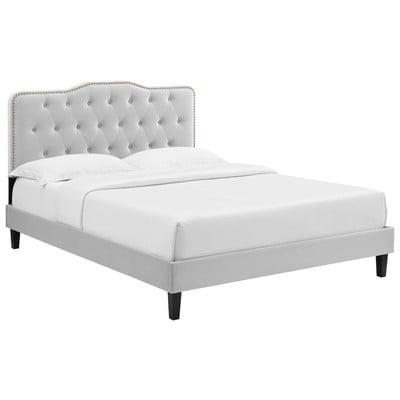 Beds Modway Furniture Amber Light Gray MOD-6786-LGR 889654237945 Beds Black ebonyGray Grey Upholstered Wood Platform King 