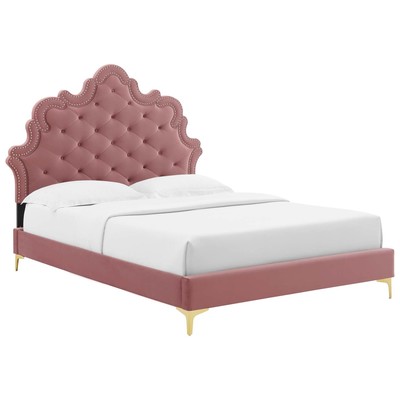 Beds Modway Furniture Sasha Dusty Rose MOD-6787-DUS 889654255598 Beds Gold Metal Wood Twin 