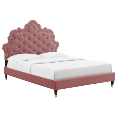 Beds Modway Furniture Sasha Dusty Rose MOD-6792-DUS 889654255796 Beds Gold Metal Wood Platform Twin 