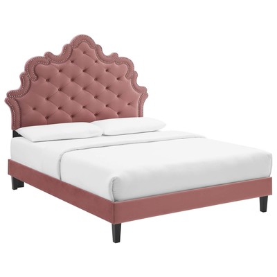 Beds Modway Furniture Sasha Dusty Rose MOD-6797-DUS 889654255994 Beds Black ebony Wood Platform Twin 