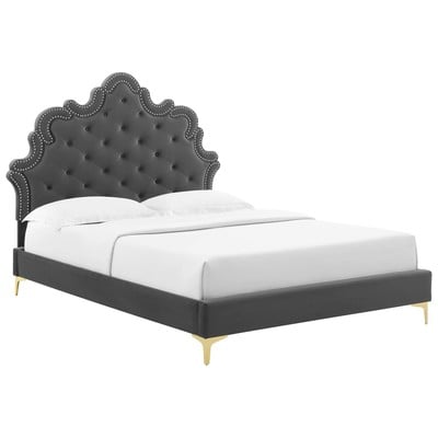 Modway Furniture Beds, Gold, Metal,Wood, Full,Queen, Beds, 889654256182, MOD-6802-CHA