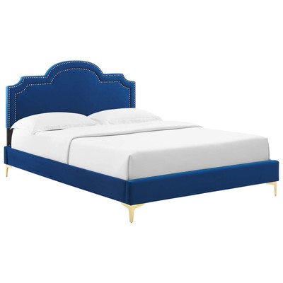 Beds Modway Furniture Aviana Navy MOD-6804-NAV 889654256281 Beds Blue navy teal turquiose indig Metal Wood Full Queen 