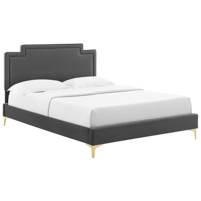 Modway Furniture Beds, Gold, Metal,Upholstered,Wood, Platform, Full,Queen, Beds, 889654256342, MOD-6806-CHA