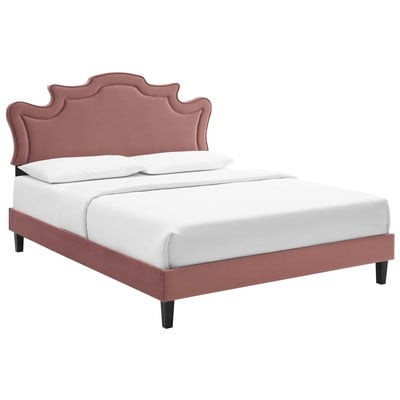 Beds Modway Furniture Neena Dusty Rose MOD-6815-DUS 889654256717 Beds Black ebony Upholstered Wood Platform Full Queen 