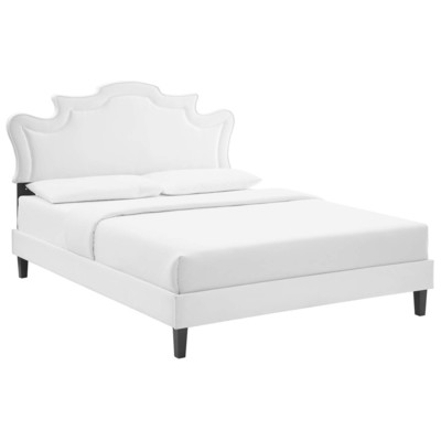 Beds Modway Furniture Neena White MOD-6815-WHI 889654256731 Beds Black ebonyWhite snow Upholstered Wood Platform Full Queen 