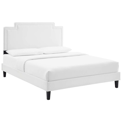 Modway Furniture Beds, Black,ebonyWhite,snow, Upholstered,Wood, Platform, Full,Queen, Beds, 889654256779, MOD-6816-WHI