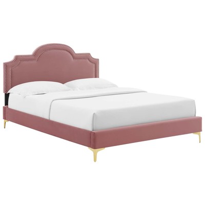 Beds Modway Furniture Aviana Dusty Rose MOD-6819-DUS 889654256878 Beds Gold Metal Wood Full Queen 