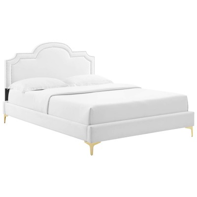 Modway Furniture Beds, Gold,White,snow, Metal,Wood, Full,Queen, Beds, 889654256892, MOD-6819-WHI