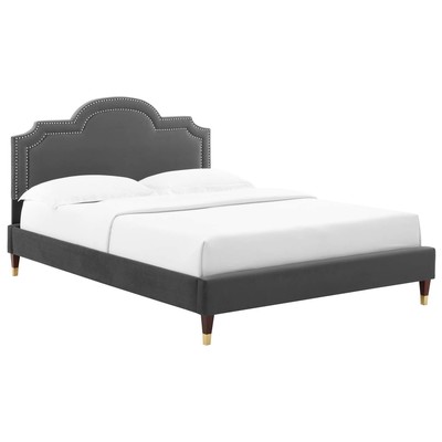 Beds Modway Furniture Aviana Charcoal MOD-6824-CHA 889654257066 Beds Gold Metal Wood Platform Full Queen 