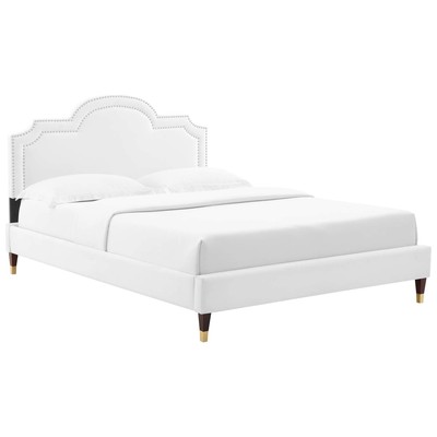 Modway Furniture Beds, Gold,White,snow, Metal,Wood, Platform, Full,Queen, Beds, 889654257097, MOD-6824-WHI
