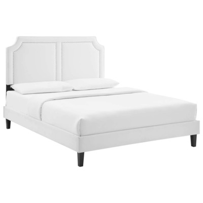 Beds Modway Furniture Novi White MOD-6828-WHI 889654257257 Beds Black ebonyWhite snow Upholstered Wood Platform Full Queen 