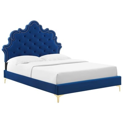 Beds Modway Furniture Sasha Navy MOD-6832-NAV 889654257400 Beds Blue navy teal turquiose indig Metal Wood King 