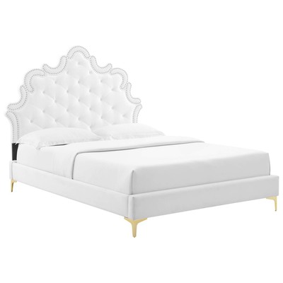 Modway Furniture Beds, Gold,White,snow, Metal,Wood, King, Beds, 889654257417, MOD-6832-WHI