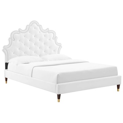 Modway Furniture Beds, Gold,White,snow, Metal,Wood, Platform, King, Beds, 889654257615, MOD-6837-WHI