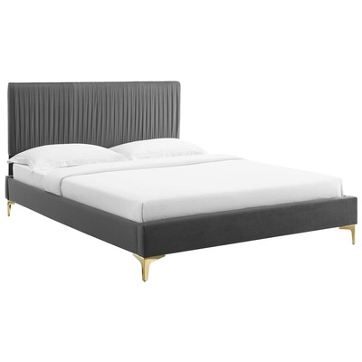 Modway Furniture Beds, Gold, Metal,Wood, Platform, Full,Queen, Beds, 889654930860, MOD-6868-CHA