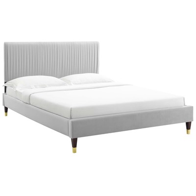 Modway Furniture Beds, Gold,Gray,Grey, Metal,Wood, Platform, Full,Queen, Beds, 889654930761, MOD-6869-LGR