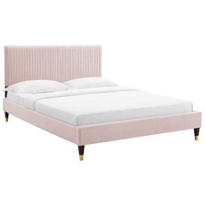 Modway Furniture Beds, Gold,Pink,Fuchsia,blush, Metal,Wood, Platform, Full,Queen, Beds, 889654930730, MOD-6869-PNK