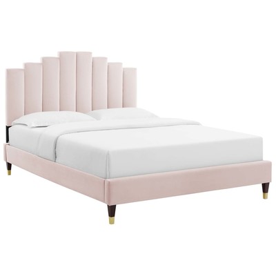 Modway Furniture Beds, Gold,Pink,Fuchsia,blush, Metal,Upholstered,Wood, Platform, Full,Queen, Beds, 889654949213, MOD-6874-PNK