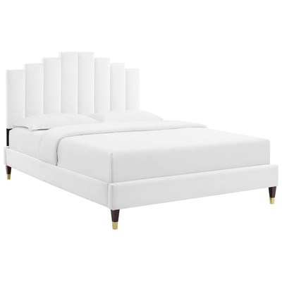 Modway Furniture Beds, Gold,White,snow, Metal,Upholstered,Wood, Platform, King, Beds, 889654949114, MOD-6875-WHI