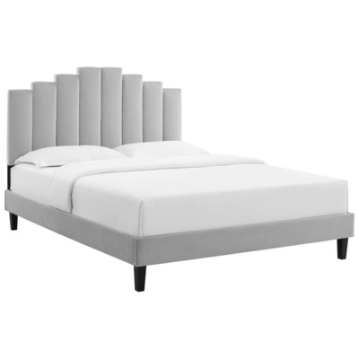 Beds Modway Furniture Elise Light Gray MOD-6877-LGR 889654949008 Beds Black ebonyGray Grey Upholstered Wood Platform Full Queen 