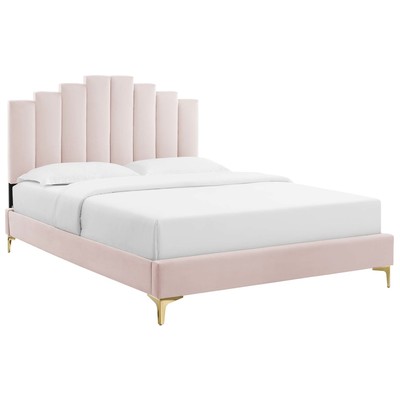 Modway Furniture Beds, Gold,Pink,Fuchsia,blush, Metal,Upholstered,Wood, Platform, Full,Queen, Beds, 889654948735, MOD-6880-PNK